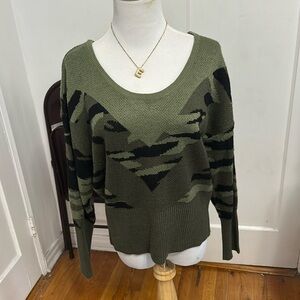 Camo sweater with cut out back
